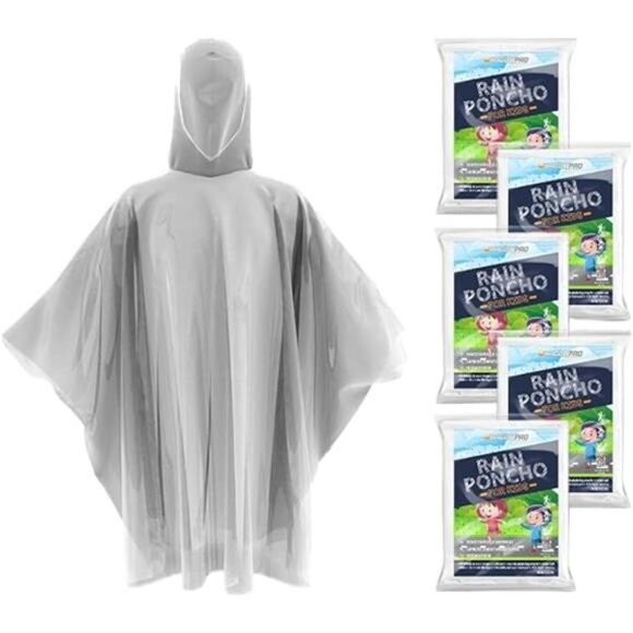 Disposable Rain Poncho for Kids with Hood (5 Pack) – Lightweight Waterproof - Picture 8 of 8